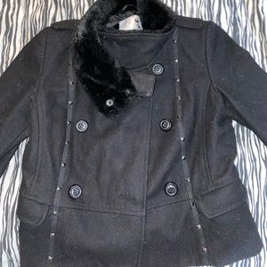 TRF black winter coat with faux fur